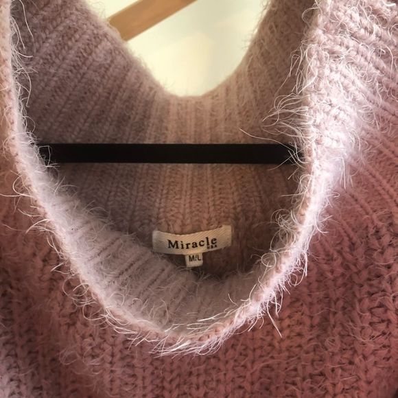 2/$25 🍣 Lilac Soft Cropped Sweater, Size Medium/Large, Off Shoulder, Cowl Neck - Picture 5 of 8